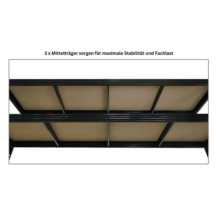 Proregal Schwerlastregal Mega Deal 4x Profi RHINO - Traglast pro Boden: 450 kg, Anzahl Böden: 5 Stk., Stecken, Schwarz