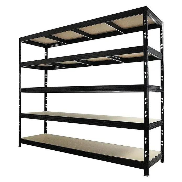 Proregal Schwerlastregal Mega Deal 5x Profi RHINO - Traglast pro Boden: 450 kg, Anzahl Böden: 5 Stk., Stecken, Schwarz