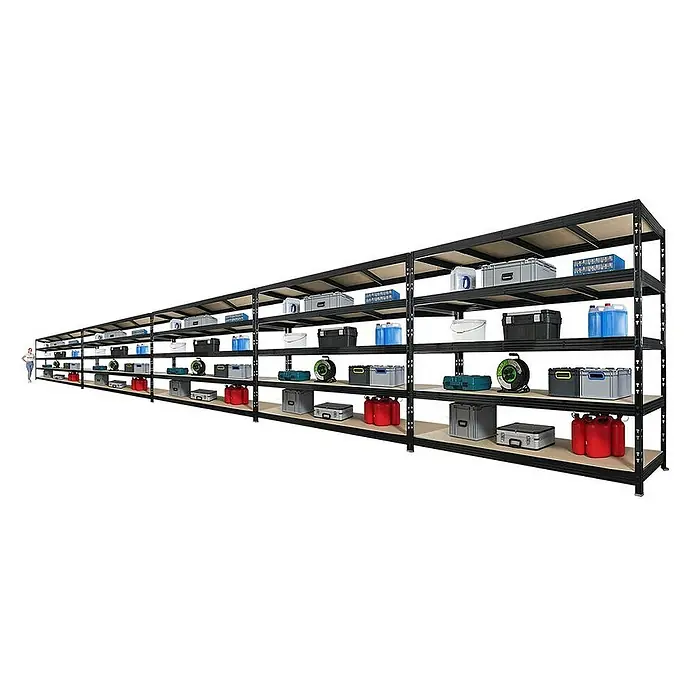 Proregal Schwerlastregal Mega Deal 5x Profi RHINO - Traglast pro Boden: 450 kg, Anzahl Böden: 5 Stk., Stecken, Schwarz
