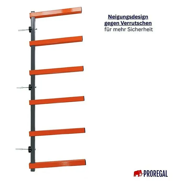 Proregal Kragarmregal Kragarmregal Wandmontage mit 6 Ebenen Garage Organize - Traglast pro Träger: 50 kg, Grau/Orange