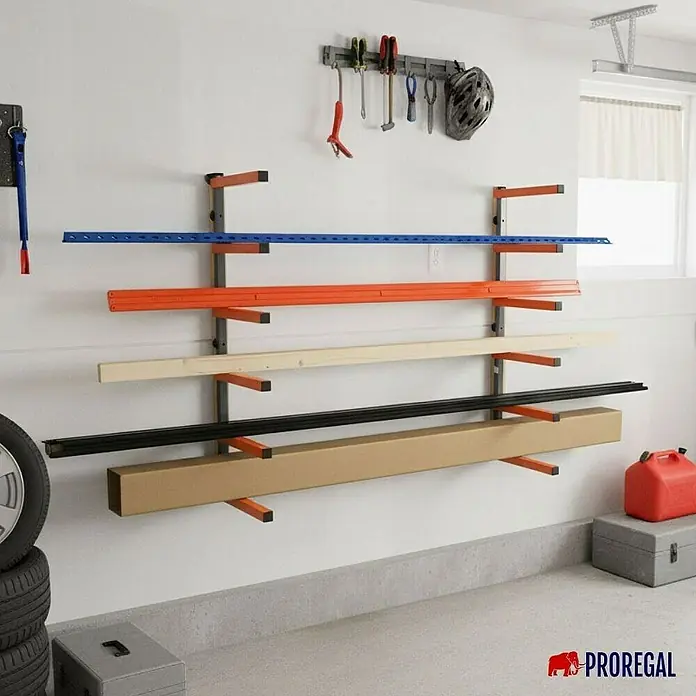 Proregal Kragarmregal Kragarmregal Wandmontage mit 6 Ebenen Garage Organize - Traglast pro Träger: 50 kg, Grau/Orange