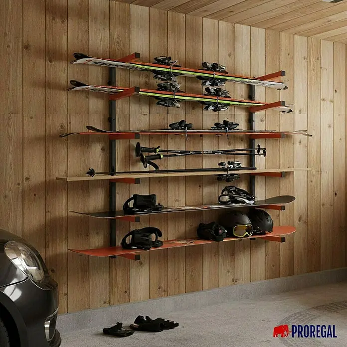 Proregal Kragarmregal Kragarmregal Wandmontage mit 6 Ebenen Garage Organize - Traglast pro Träger: 50 kg, Grau/Orange