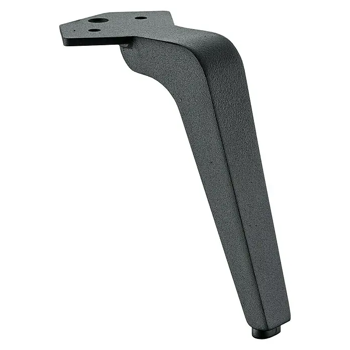Hettich Möbelfuß Lanoia - L x B x H: 7 x 7,7 x 17 cm, Traglast: 50 kg, Stahl, Schwarz - Stilvolles, schwarzes Möbelbein mit Befestigungsplatte und leicht abgewinkelter Form, ideal für moderne Möbeldesigns.