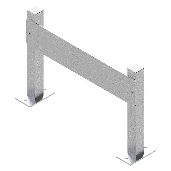 Schake Halterung - 520 x 350 mm, Stahl, Aufdübeln - Metallbarriere zur Verkehrskontrolle. Robuste Stahlkonstruktion mit Bodenplatten für sicheren Stand. Ideal für Parkplätze und öffentliche Bereiche.