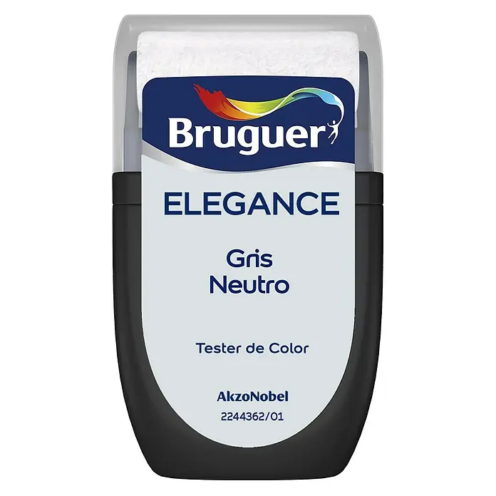 Bruguer Elegance Tester de pintura - Gris neutro, Mate, 30 ml - Un probador de pintura Bruguer Elegance en color Gris Neutro para paredes. Perfecto para probar el color.