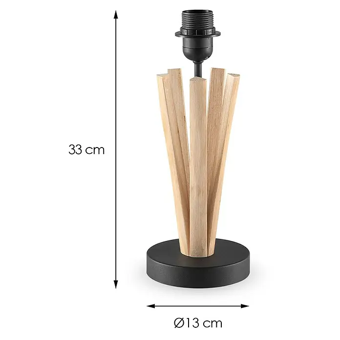 Home Sweet Home Lampenfuß Bindy - 40 W, Farbe: Weiß, Höhe: 33 cm - Lampe aus Holzstäben und schwarzem Metallsockel mit einer Höhe von 33 cm und einem Durchmesser von 13 cm.
