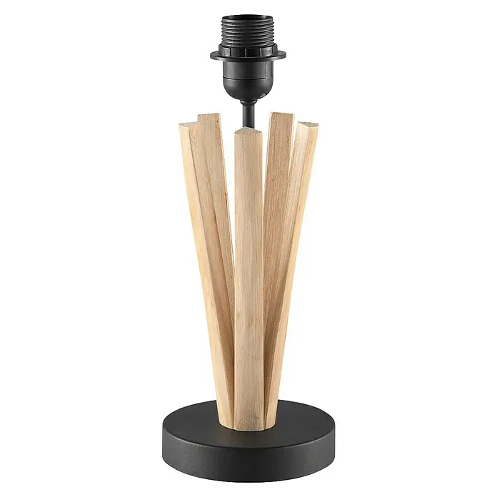 Home Sweet Home Lampenfuß Bindy - 40 W, Farbe: Weiß, Höhe: 33 cm - Elegante Tischleuchte mit Holzstäben und einem schwarzen Lampensockel. Sie verleiht jedem Raum einen Hauch von natürlicher Eleganz und modernem Design.