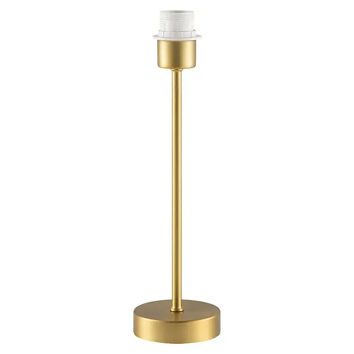 Home Sweet Home Lampenfuß Single - 40 W, Farbe: Messing, Höhe: 37 cm - Nahaufnahme einer eleganten goldenen Tischleuchte mit einem weißen Lampensockel, die ein modernes Design und hochwertige Verarbeitung zeigt.