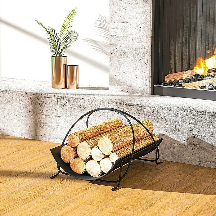 Outsunny Kaminholzregal - 38 x 51 x 33 cm, Metall, Schwarz