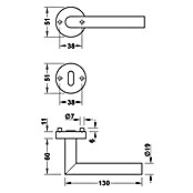 Startec WC-Türgarnitur (Türstärke: 35 - 42 mm, Schlitzkopf/Olive SK/OL, Edelstahl, Form Drücker: Gerade)