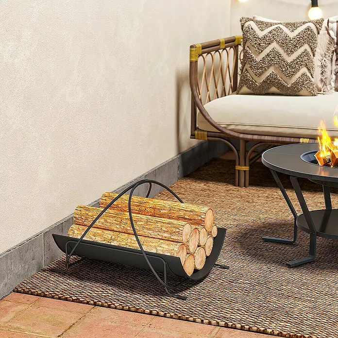 Outsunny Kaminholzregal - 38 x 51 x 33 cm, Metall, Schwarz