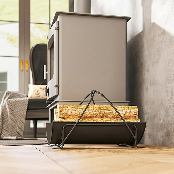 Outsunny Kaminholzregal - 38 x 51 x 33 cm, Metall, Schwarz