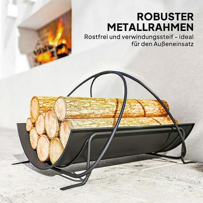 Outsunny Kaminholzregal - 38 x 51 x 33 cm, Metall, Schwarz