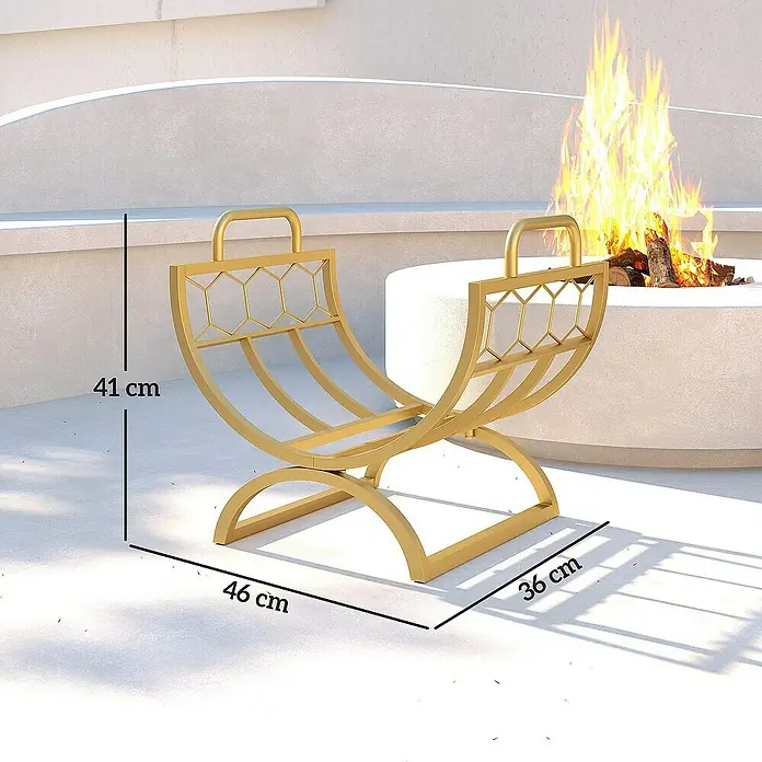 Outsunny Kaminholzregal - Metall, Gold
