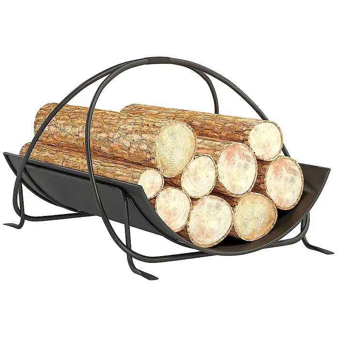 Outsunny Kaminholzregal - 38 x 51 x 33 cm, Metall, Schwarz