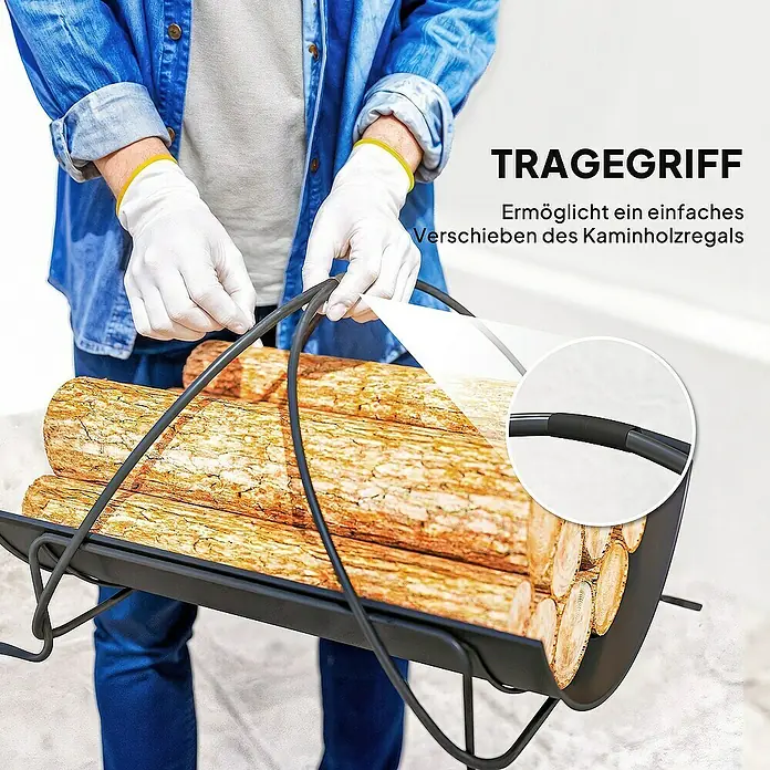 Outsunny Kaminholzregal - 38 x 51 x 33 cm, Metall, Schwarz