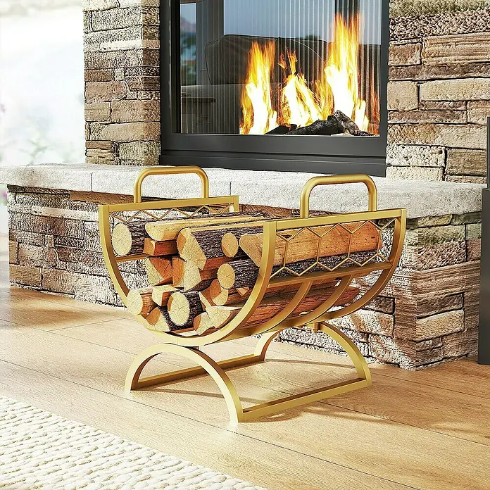 Outsunny Kaminholzregal - Metall, Gold