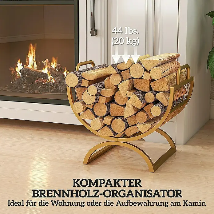 Outsunny Kaminholzregal - Metall, Gold