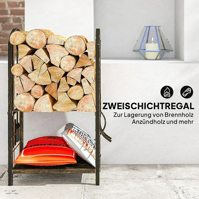 Outsunny Kaminholzregal - Metall, Braun
