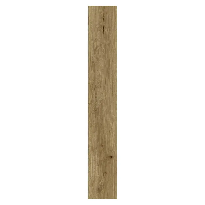 Vinylboden SPC - Eiche Tobacco, Landhausdiele, 1.220 x 182 x 3,5 mm - Detailaufnahme eines Holzpaneels mit warmer Farbgebung und deutlicher Maserung, ideal für natürliche Innenraumgestaltung.