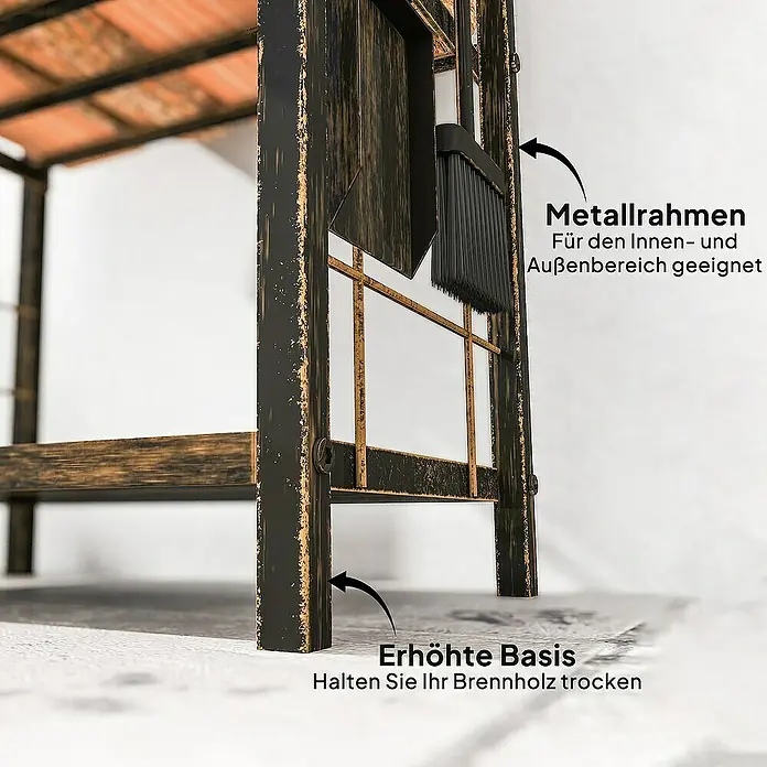 Outsunny Kaminholzregal - Metall, Braun