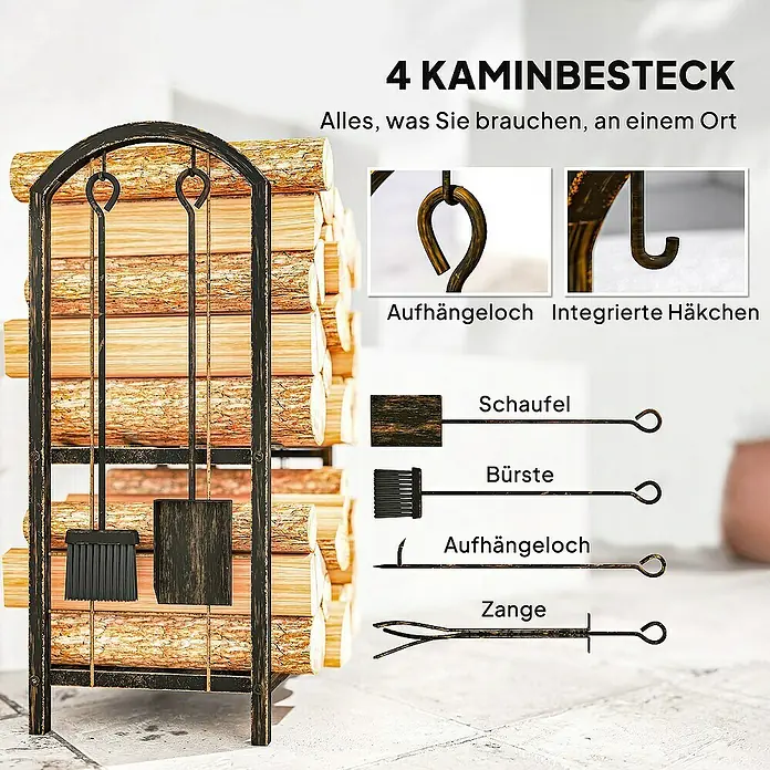 Outsunny Kaminholzregal - Metall, Braun