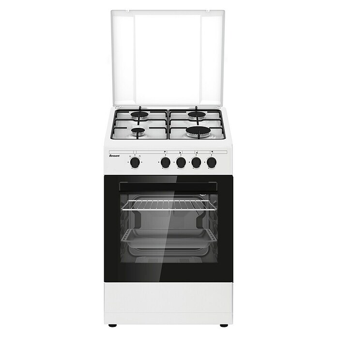 Benavent Cocina de gas CBS504W (Zonas de cocción: 4 ud., Blanco, Gas butano) | BAUHAUS