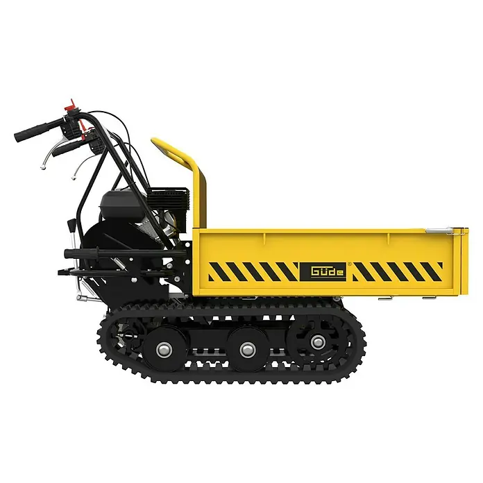 Güde Kettendumper GRD 300.1/R - 4.100 W - Abbildung eines Güde Mini-Transporters mit Raupenantrieb in Schwarz und Gelb. Ideal für Garten- und Landschaftsbau.