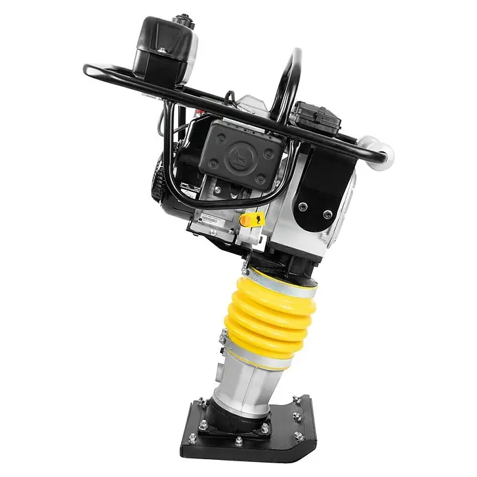 Güde Vibrationsstampfer GVS 80E - Max. Vorwärtsgeschwindigkeit: 10 m/min, Maße Stampfplatte: 340 x 280 mm, Verdichtungstiefe: 65 cm, Motorleistung: 4,1 kW - Stampfer mit gelbem Balg. Ideal für Verdichtungsarbeiten im Garten- und Landschaftsbau. Robuste Bauweise für lange Lebensdauer.