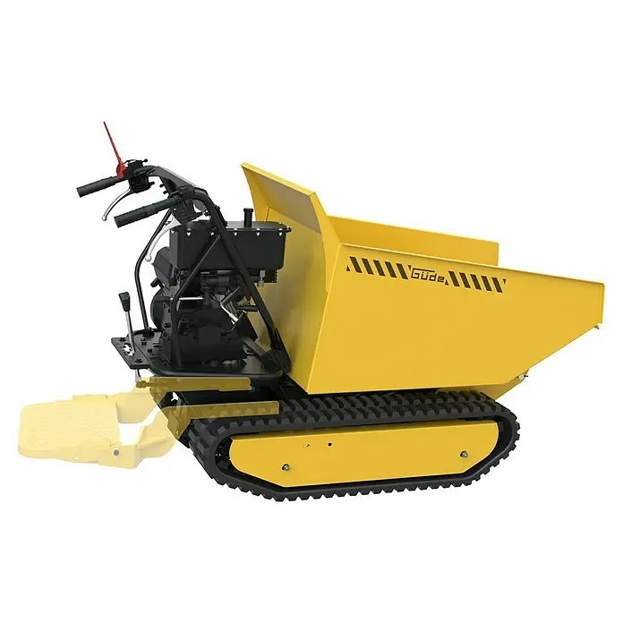 Güde Kettendumper GRD 500/R - Motorbetrieben, Fassungsvermögen: 230 l, Traglast: 500 kg - Abbildung eines gelben Güde Mini-Dumper mit Raupenantrieb, ideal für den Transport von Materialien in unwegsamem Gelände.