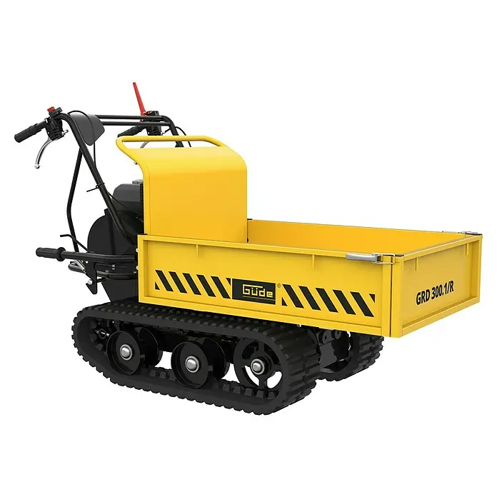 Güde Kettendumper GRD 300.1/R - 4.100 W - Abbildung eines gelben Güde GRD 300.1/R Kettendumpers, ideal für den Transport von Materialien auf unebenem Gelände.