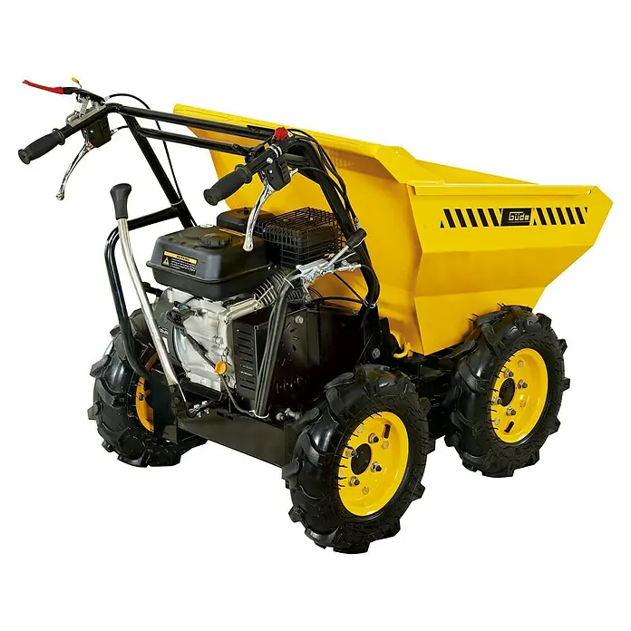 Güde Raddumper GAD 400.1/4x4 - Motorbetrieben, Fassungsvermögen: 120 l, Traglast: 400 kg - Der Güde Mini Dumper GMD 500 ist ein gelber, motorbetriebener Schubkarre für den Garten- und Landschaftsbau.