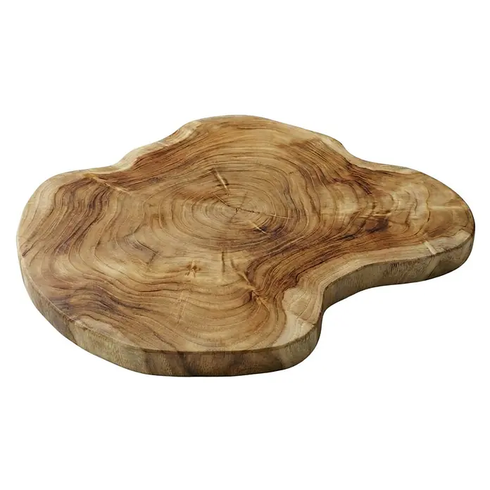 Baumscheibe - Teak, Unbehandelt, Durchmesser: 1 cm - 35 cm - Hölzerner Schneidebrett mit natürlicher Baumscheibenoptik. Perfekt zum Schneiden und Servieren von Speisen.