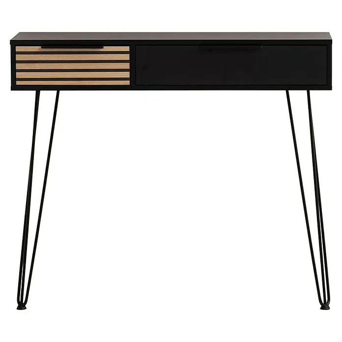 Schildmeyer Hank Konsolentisch - L x B x H: 32,1 x 103,7 x 88,4 cm, Schwarz/Artisan Eiche, Holzwerkstoff - Moderner Schreibtisch mit Schubladen und Metallbeinen. Das Möbelstück besticht durch sein stilvolles Design und die hochwertigen Materialien.