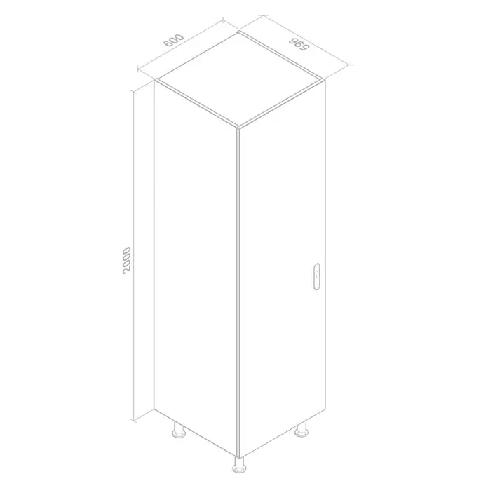 Top Element B Columna de cocina - L x An x Al: 58 x 60 x 200 cm, Blanco - Representación de un armario de cocina alto con puerta y base, ideal para el almacenamiento en la cocina.