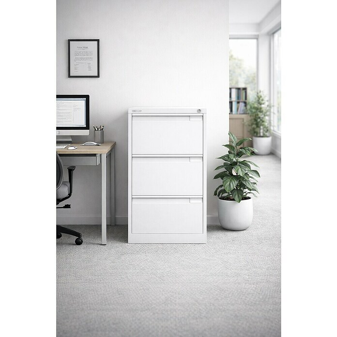Bisley Premium Archivador BS (L x An x Al: 62 x 47 x 101 cm, Número de cajones: 3 ud., Blanco, Completamente montado) | BAUHAUS