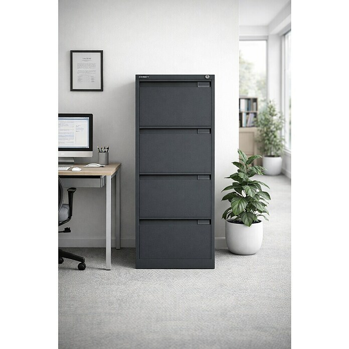 Bisley Premium Archivador BS (L x An x Al: 62 x 47 x 132,1 cm, Número de cajones: 4 ud., Negro, Completamente montado) | BAUHAUS