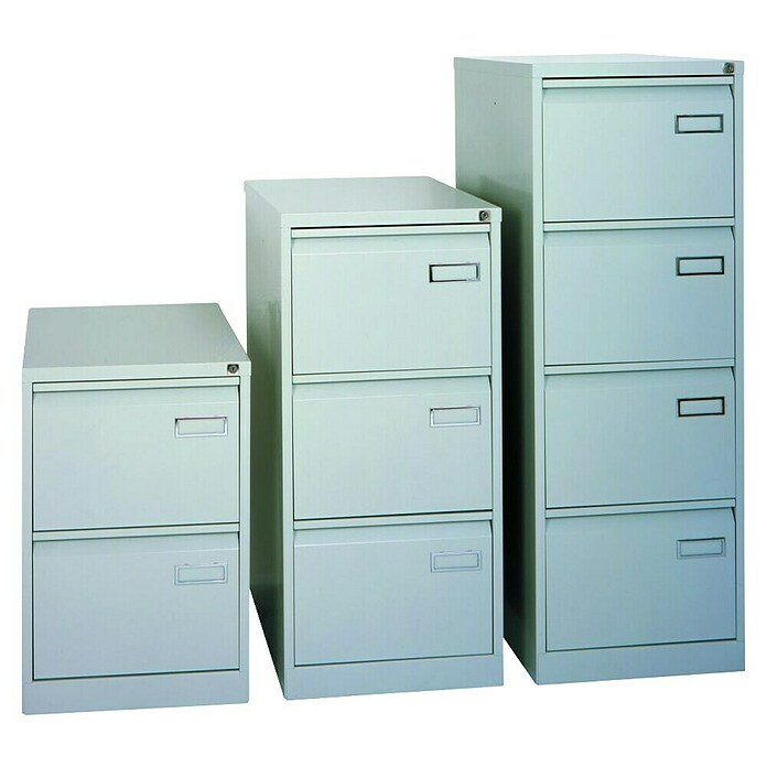 Bisley Archivador PSF (L x An x Al: 62 x 47 x 132 cm, Número de cajones: 4 ud., Gris, Completamente montado) | BAUHAUS