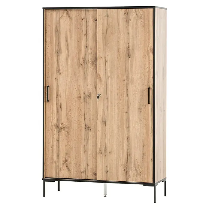 Schildmeyer Serie 2000 Schiebetürschrank - L x B x H: 41 x 100,1 x 163,8 cm, Eiche Landhaus/Schwarz - Helle Holzoptik prägt diesen geräumigen Schwebetürenschrank. Seine elegante Gestaltung macht ihn zu einem Blickfang in jedem Schlafzimmer.