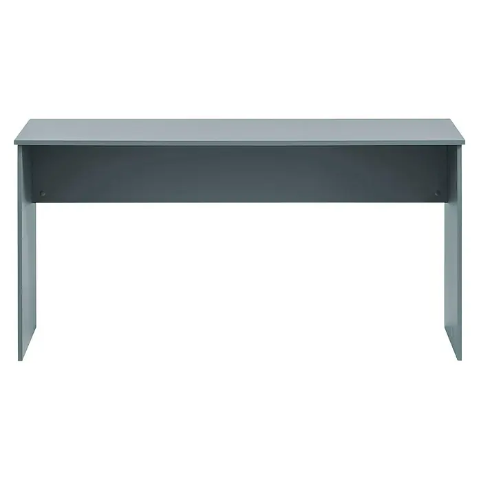 Schildmeyer Rena Schreibtisch - L x B x H: 65 x 150 x 73,6 cm, Fjord - Nahaufnahme eines grauen Schreibtisches mit Ablagefläche und schlichtem Design, ideal für ein modernes Büro oder Arbeitszimmer.