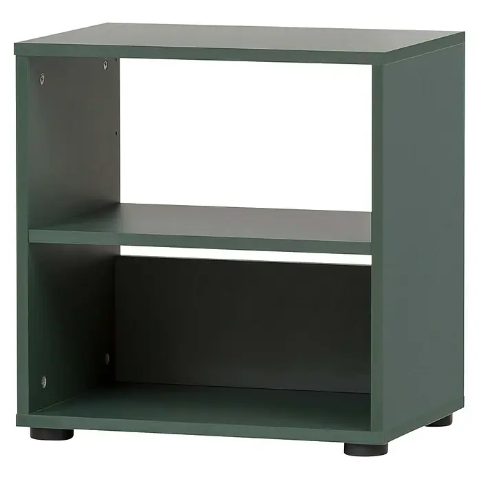 Schildmeyer Kent Regalwürfel - L x B x H: 33,2 x 48,5 x 50,1 cm, Waldgrün - Ein grünes Regal mit zwei Fächern und einer minimalistischen Ästhetik, ideal für Wohnzimmer oder Büro zur Aufbewahrung und Dekoration.