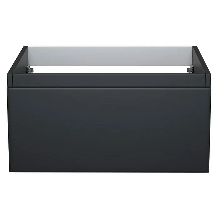 Camargue Espacio Waschtischunterschrank - 60 x 46 x 30 cm, Gama anthrazit matt - Schwarzer Unterschrank mit offenem Design für Badezimmer, ideal für moderne Waschbecken und zur stilvollen Badgestaltung.