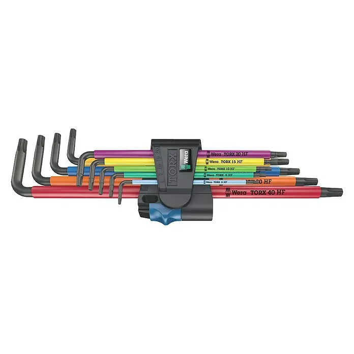 Wera Winkelschlüssel-Set 967/9 TX XL Multicolour HF 1 - 9 -tlg. - Satz von Wera Torx HF Schraubendrehern mit farbcodierten Griffen und Haltefunktion. Ideal für präzises Schrauben.
