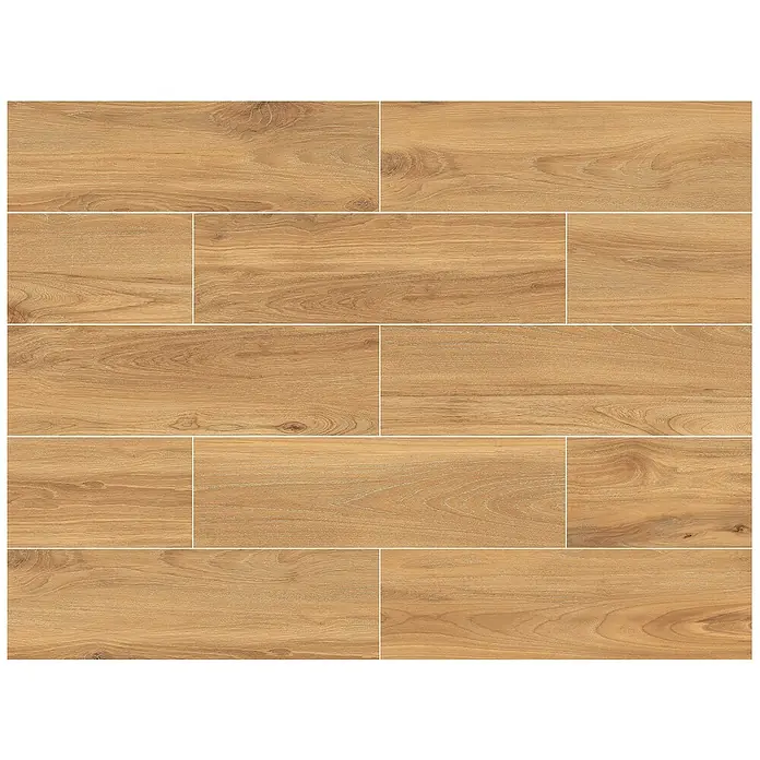 Feinsteinzeugfliese Sealwood - 17,5 x 60 cm, Beige, Matt - Detailansicht von Holzbodenfliesen.