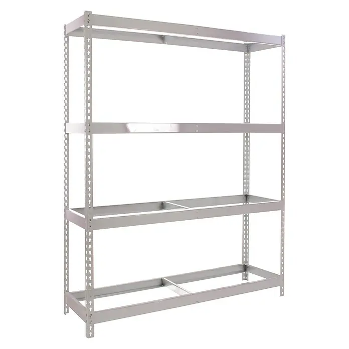 Simonrack Simonforte Estantería para cargas pesadas - Al x An x Pr: 200 x 210 x 75 cm, Número de baldas: 4 ud., Inserción, Galvanizado, Capacidad de carga por balda: 600 kg - Una estantería metálica gris robusta de cuatro niveles, ideal para almacenamiento y organización en almacenes o talleres.