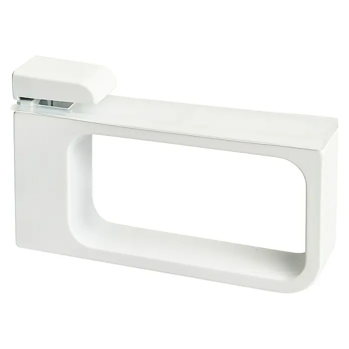 Format Wandregalhalter Clapton - L x B x H: 10 x 6 x 1,9 cm, Weiß - Ein weißer, rechteckiger Garderobenhaken mit abgerundeten Kanten und einem zusätzlichen Aufsatz, ideal für moderne Einrichtungen.