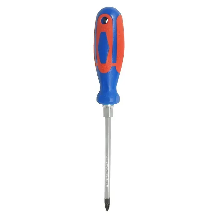 Connex Destornillador CPT353011 - PZ 1 - Primer plano de un destornillador Phillips con mango azul y rojo, perfecto para reparaciones y proyectos de bricolaje.