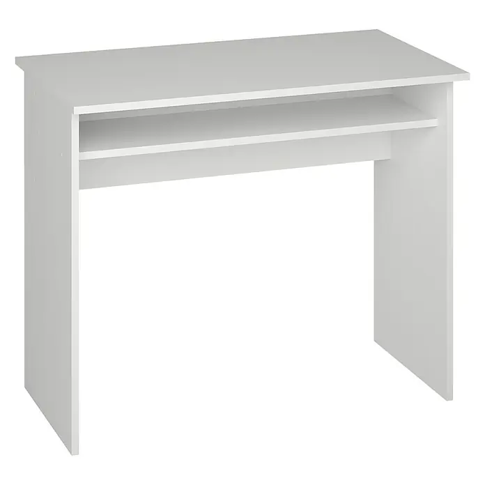 Meka Block Mesa de escritorio - L x An x Al: 50 x 90 x 74 cm, Blanco - Un escritorio blanco sencillo con dos estantes ofrece almacenamiento práctico y un aspecto moderno para cualquier oficina.