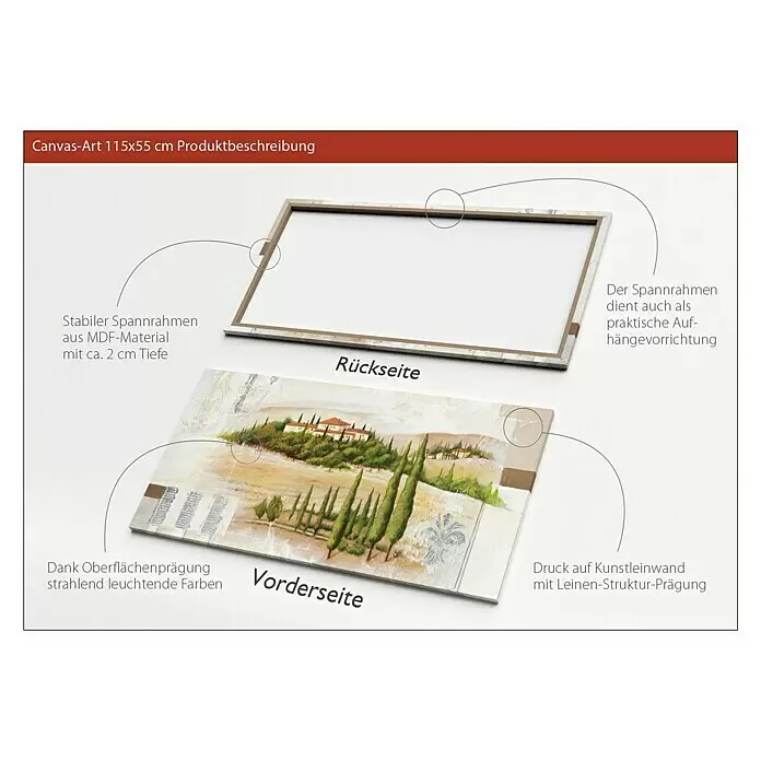 ProArt Leinwandbild - Castello Toscana, B x H: 115 x 55 cm - Anwendungsbeispiel