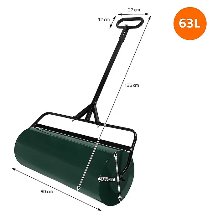 ECD Germany Rasenwalze Rasenroller zur Bodenverdichtung befüllbar mit Wasser/Sand Bodenwalze - Arbeitsbreite: 90 cm, Grün